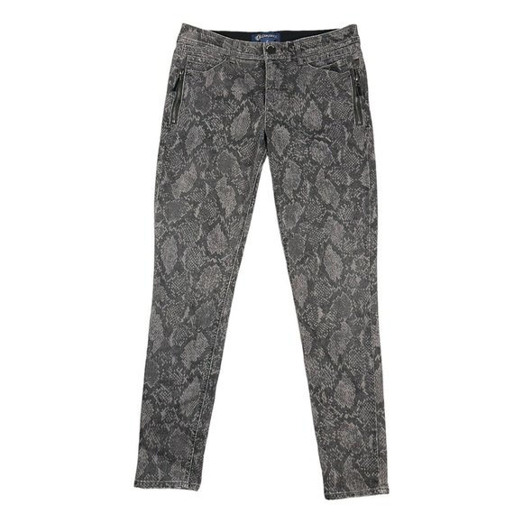 Democracy Womens 8 Ab Solution Side Zip Snake Print Jeggings Gray Skinny Stretch - Picture 1 of 7